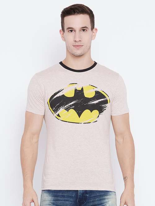 beige cotton chest print t-shirt - 15526766 -  Standard Image - 0