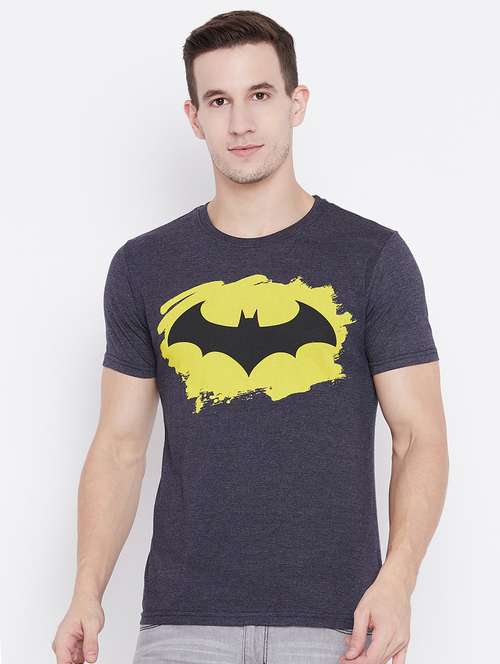 navy blue cotton chest print tshirt - 15526769 -  Standard Image - 0