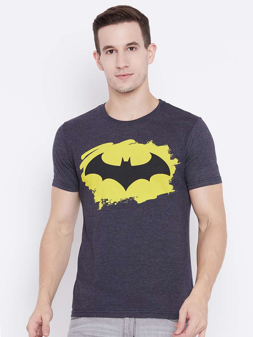 navy blue cotton chest print tshirt - 15526769 -  Zoom Image - 0