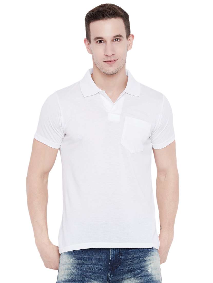 white cotton pocket t-shirt