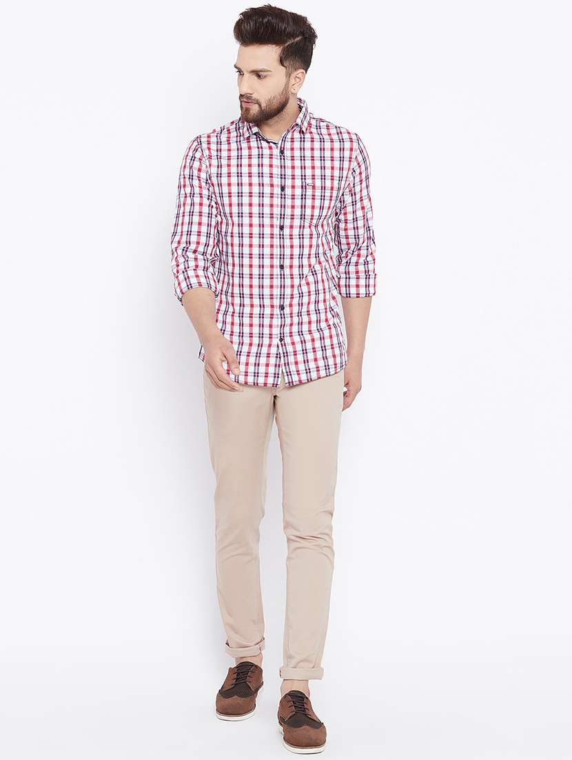 beige cotton blend chinos - 15527520 - Standard Image - 3