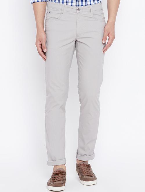 grey cotton blend chinos - 15527530 - Standard Image - 0