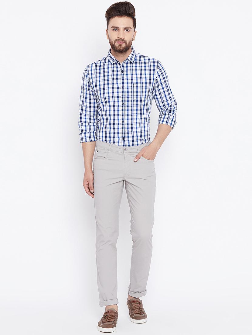 grey cotton blend chinos - 15527530 - Standard Image - 3