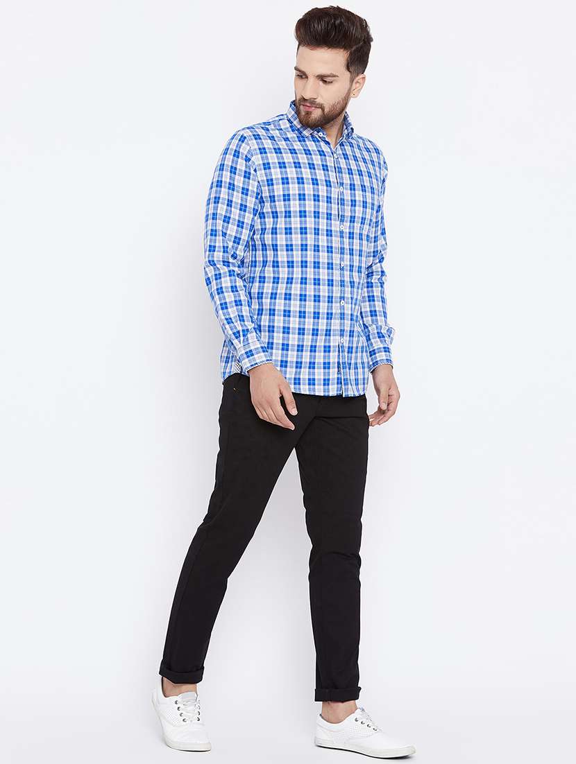 blue cotton casual shirt - 15527539 - Standard Image - 3
