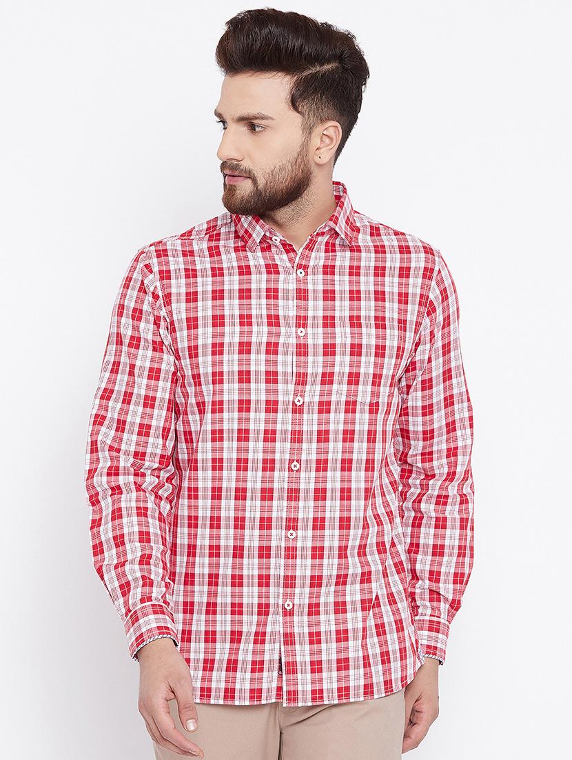 red cotton blend casual shirt - 15527541 - Zoom Image - 0