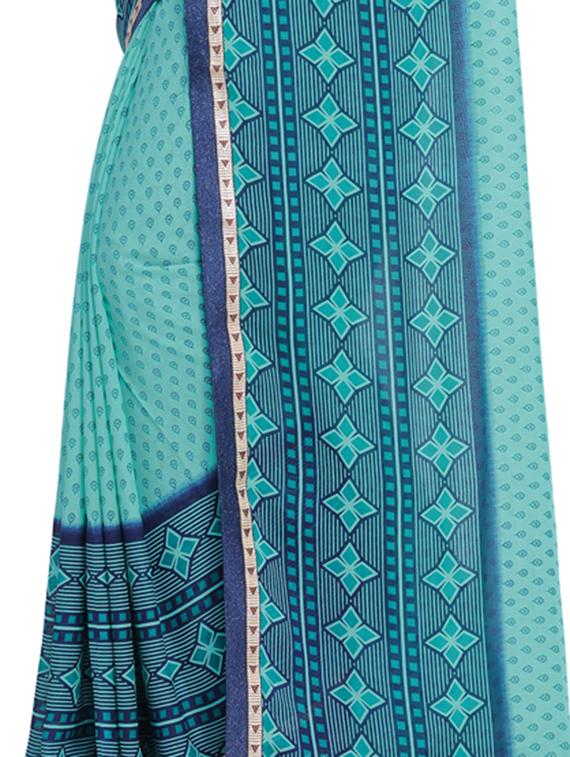 geometrical bordered printed saree with blouse - 15528242 - Standard Image - 3