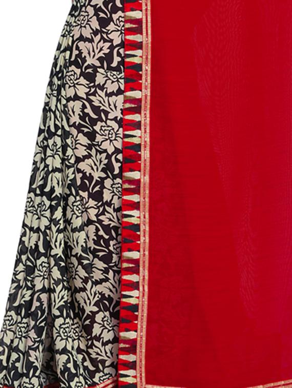 floral half and half saree with blouse - 15528260 - Standard Image - 3