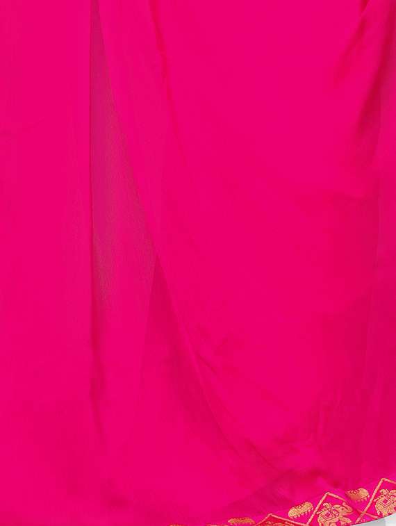 hot pink bordered saree with blouse - 15529545 -  Standard Image - 3