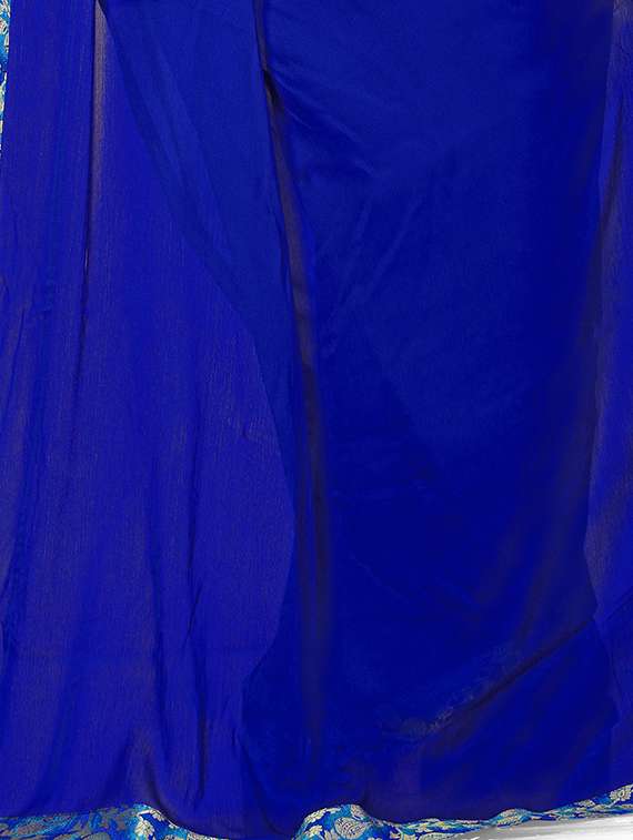 indigo blue bordered saree with blouse - 15529546 -  Standard Image - 3