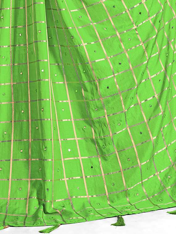 checkered mirror work saree with blouse - 15529551 -  Standard Image - 3