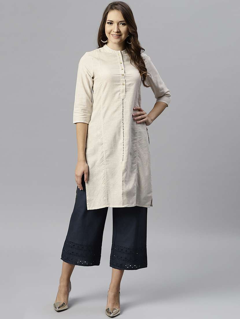 cream princess line straight kurta
