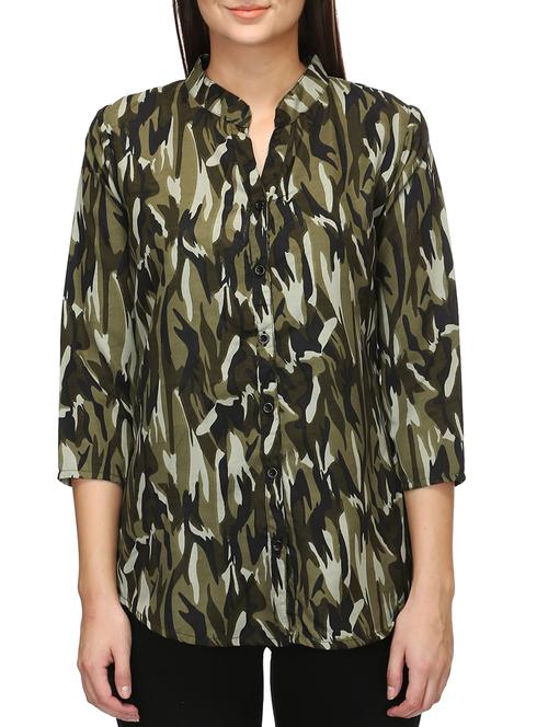 camouflage mandarin neck shirt - 15531153 -  Standard Image - 0