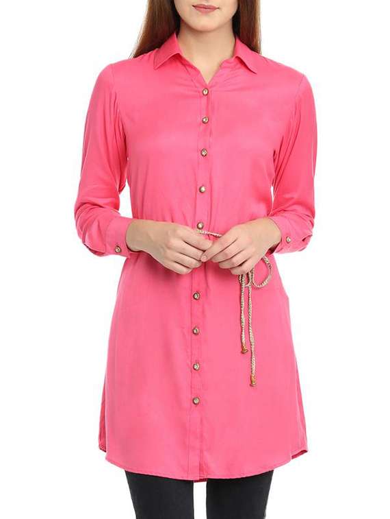 belted shirt tunic