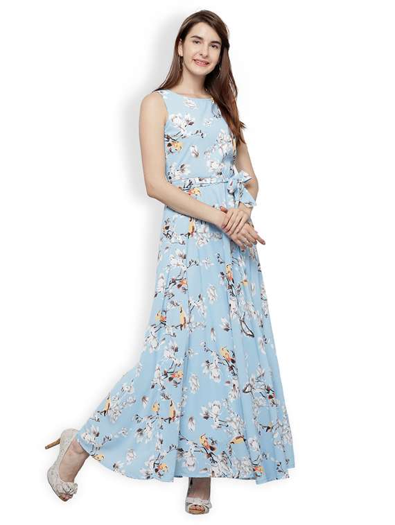 round neck self tie waist dress