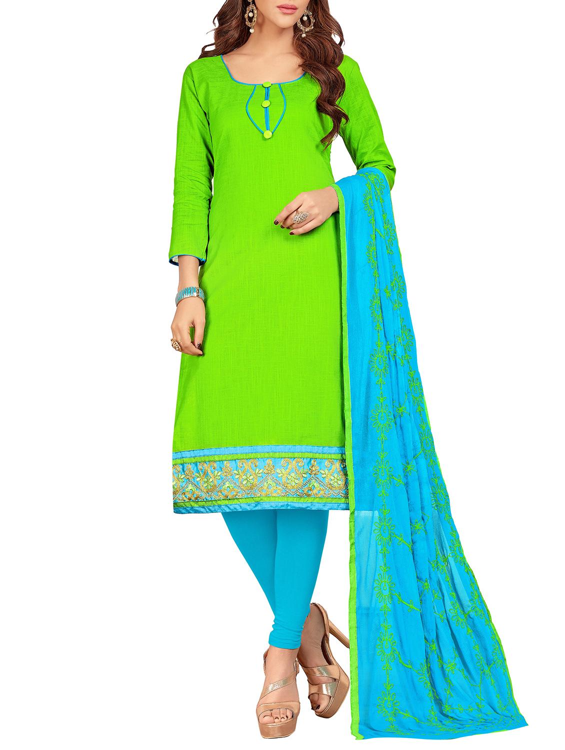 embroidered unstitched churidaar suit - 15534021 -  Zoom Image - 0