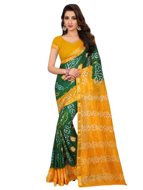 contrast bordered bandhani saree with blouse - 15534379 - Standard Image - 0