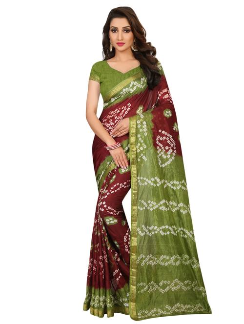 zari bordered bandhani saree with blouse - 15534381 - Standard Image - 0