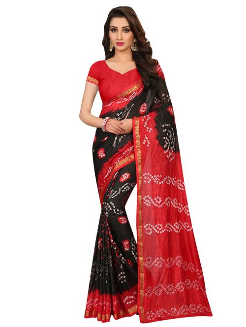 zari bordered bandhani saree with blouse - 15534382 - Standard Image - 0