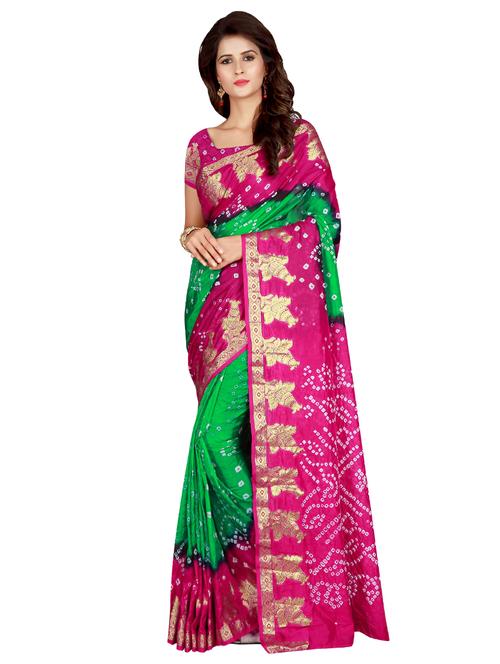 zari bordered bandhani saree with blouse - 15534412 -  Standard Image - 0