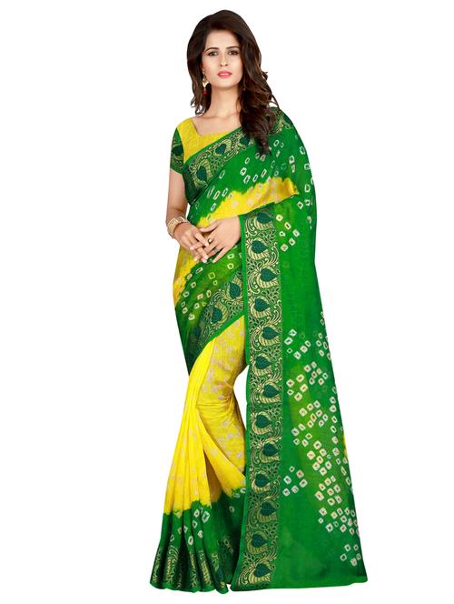 zari bordered bandhani saree with blouse - 15534433 - Standard Image - 0