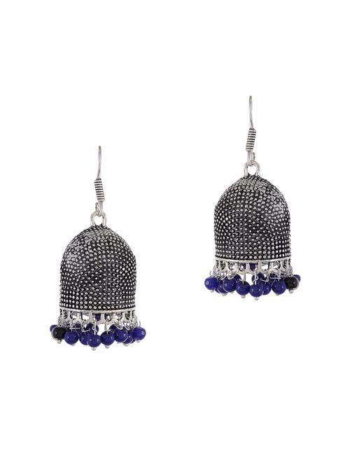 blue silver tone oxidized earrings - 15535350 -  Standard Image - 0