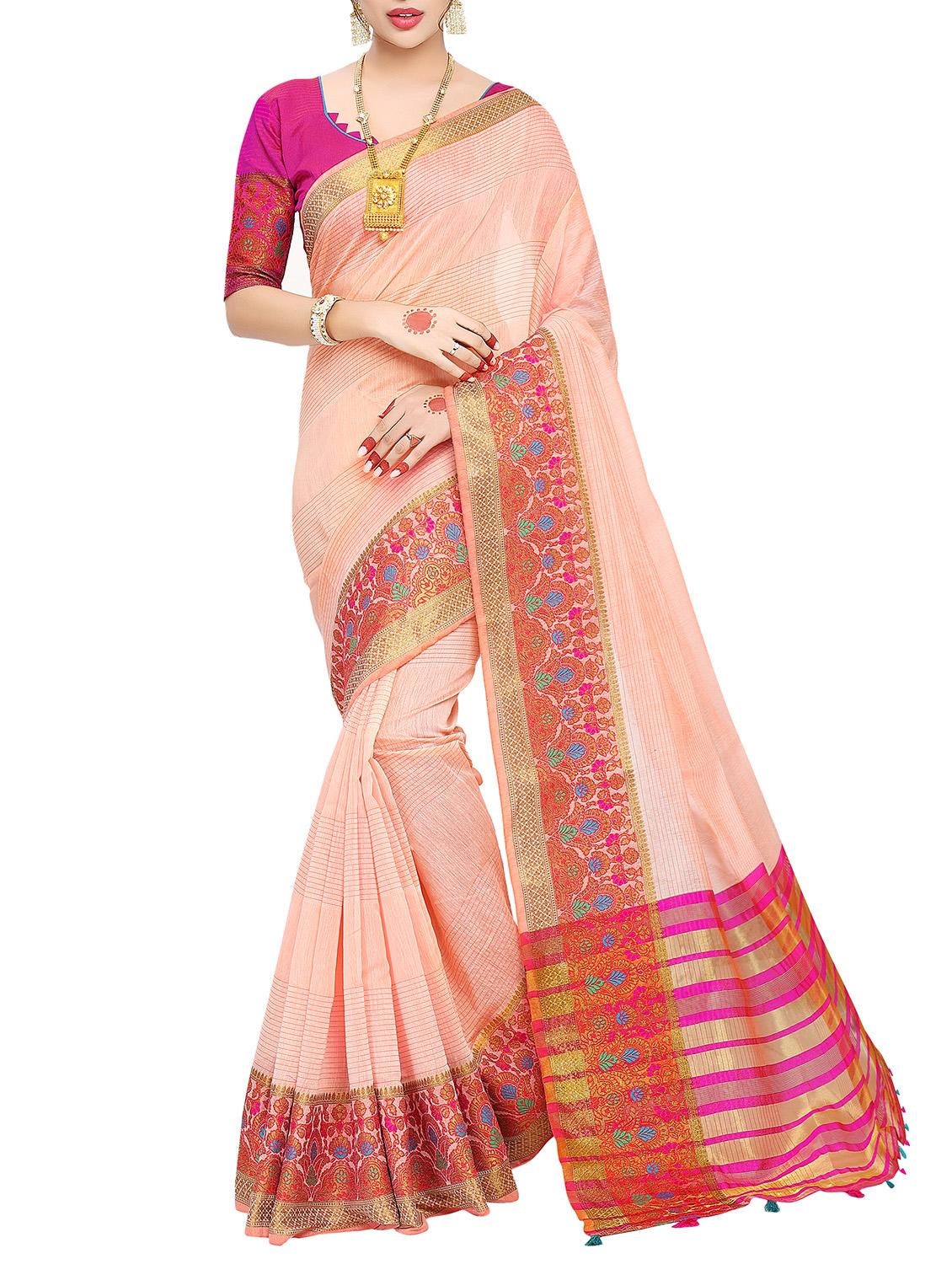 zari bordered saree with blouse - 15535470 - Zoom Image - 0