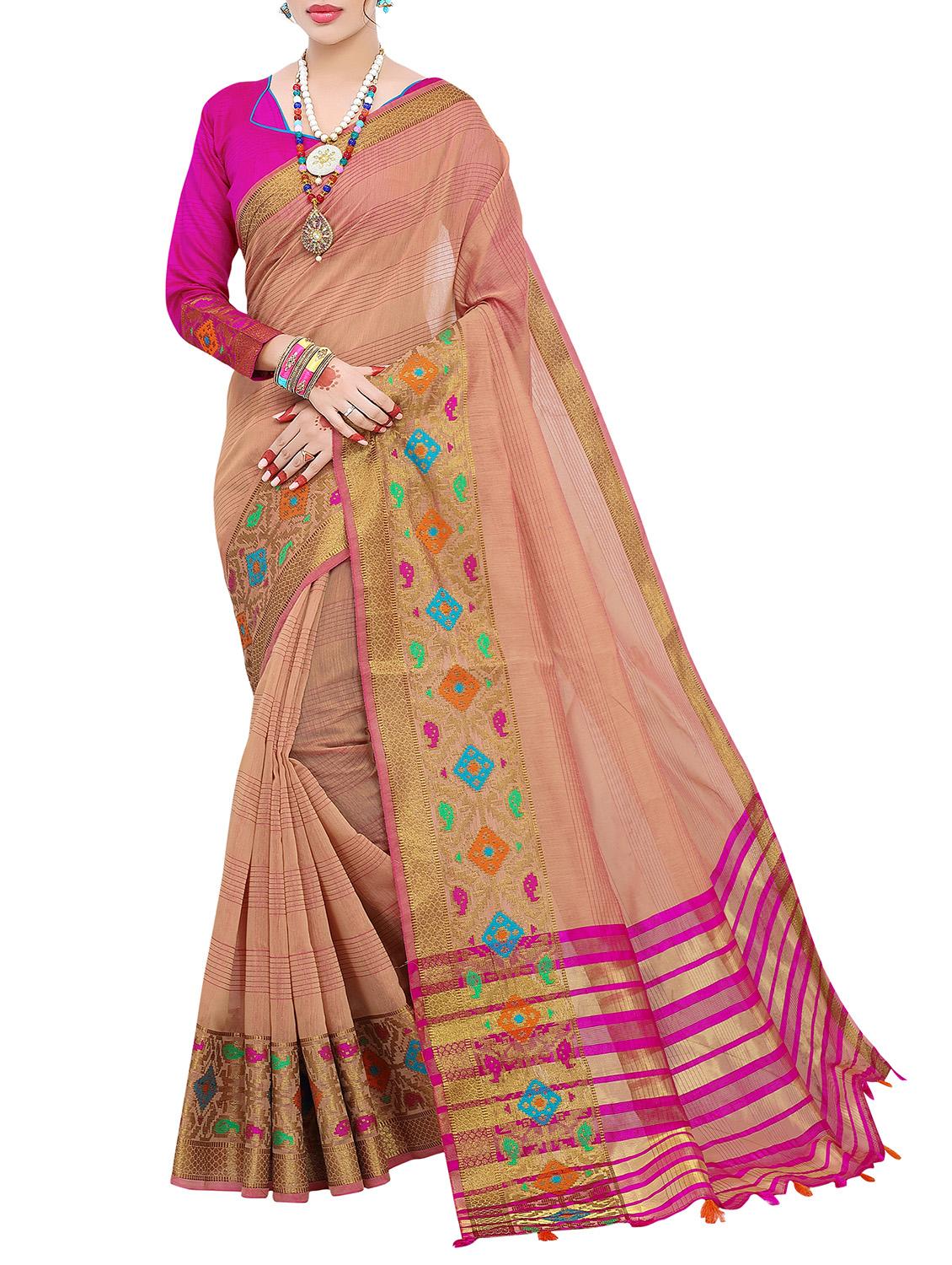 zari bordered saree with blouse - 15535472 - Zoom Image - 0