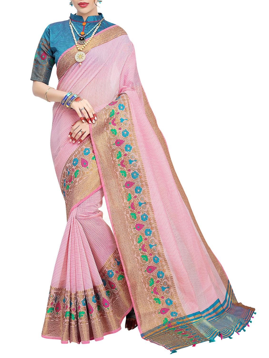 zari bordered saree with blouse - 15535475 - Zoom Image - 0