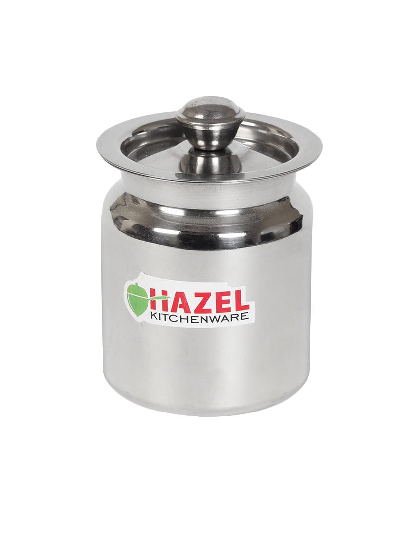 Hazel Stainless Steel Oil Ghee Storage Container 600 Ml Silver