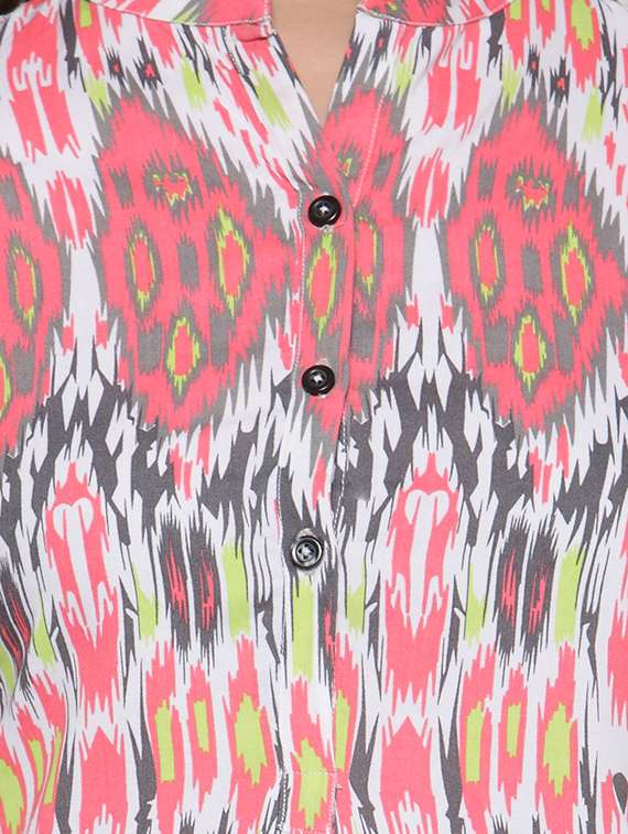 printed high-low kurta - 15537724 -  Standard Image - 3