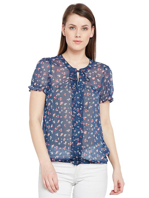 frill detailed floral top - 15540088 -  Standard Image - 0