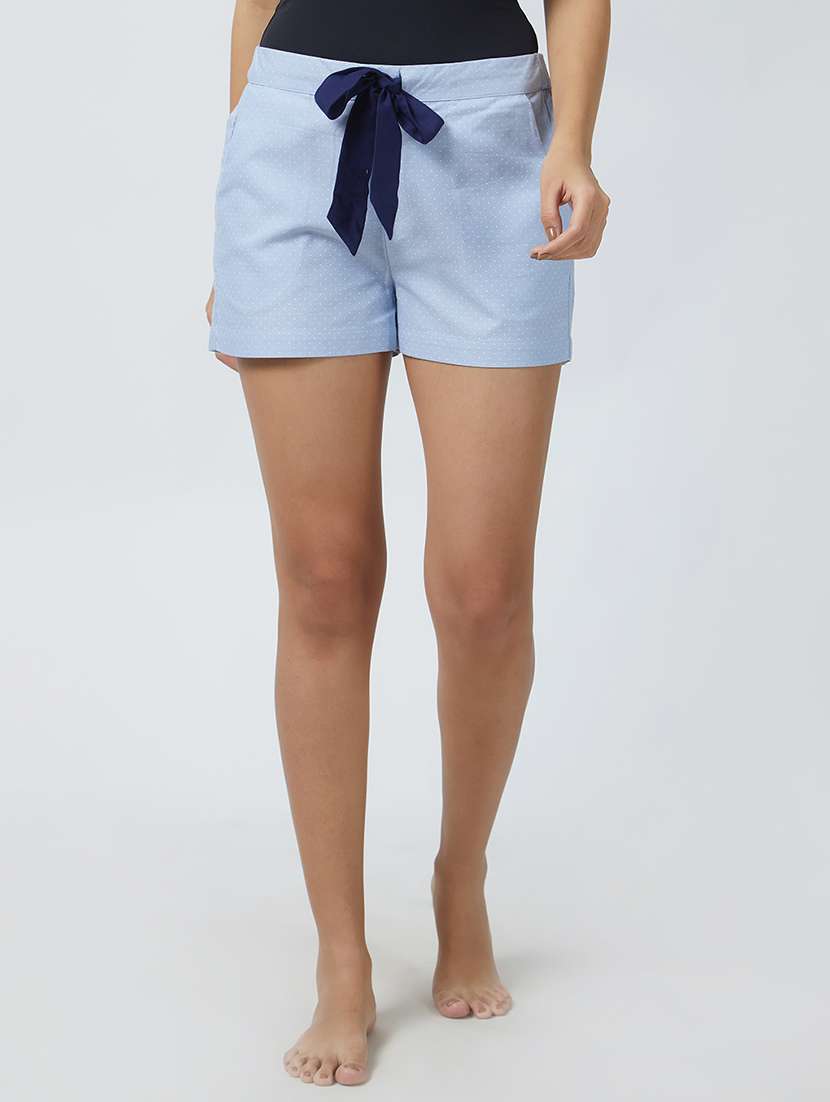 polka dotted drawstring waist shorts - 15540391 - Zoom Image - 0