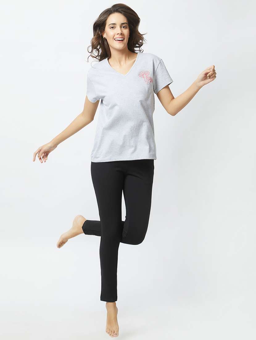 v-neck embroidered sleepwear tee - 15540405 -  Standard Image - 3