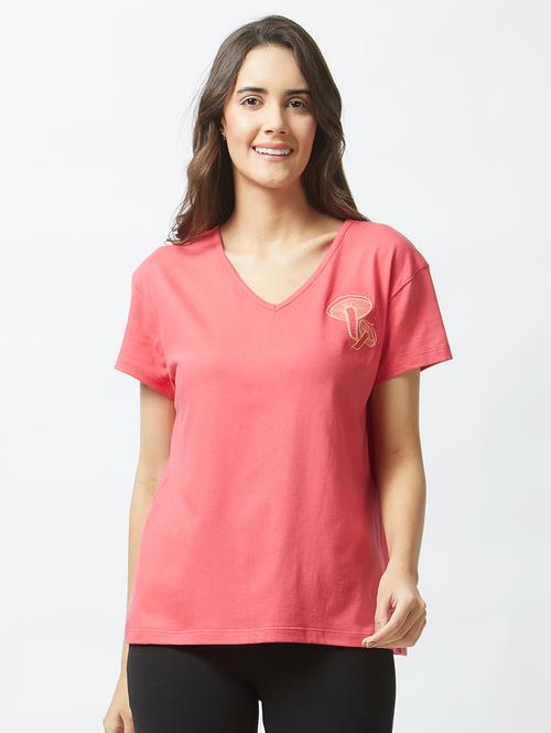 v-neck embroidered sleepwear tee - 15540406 - Standard Image - 0
