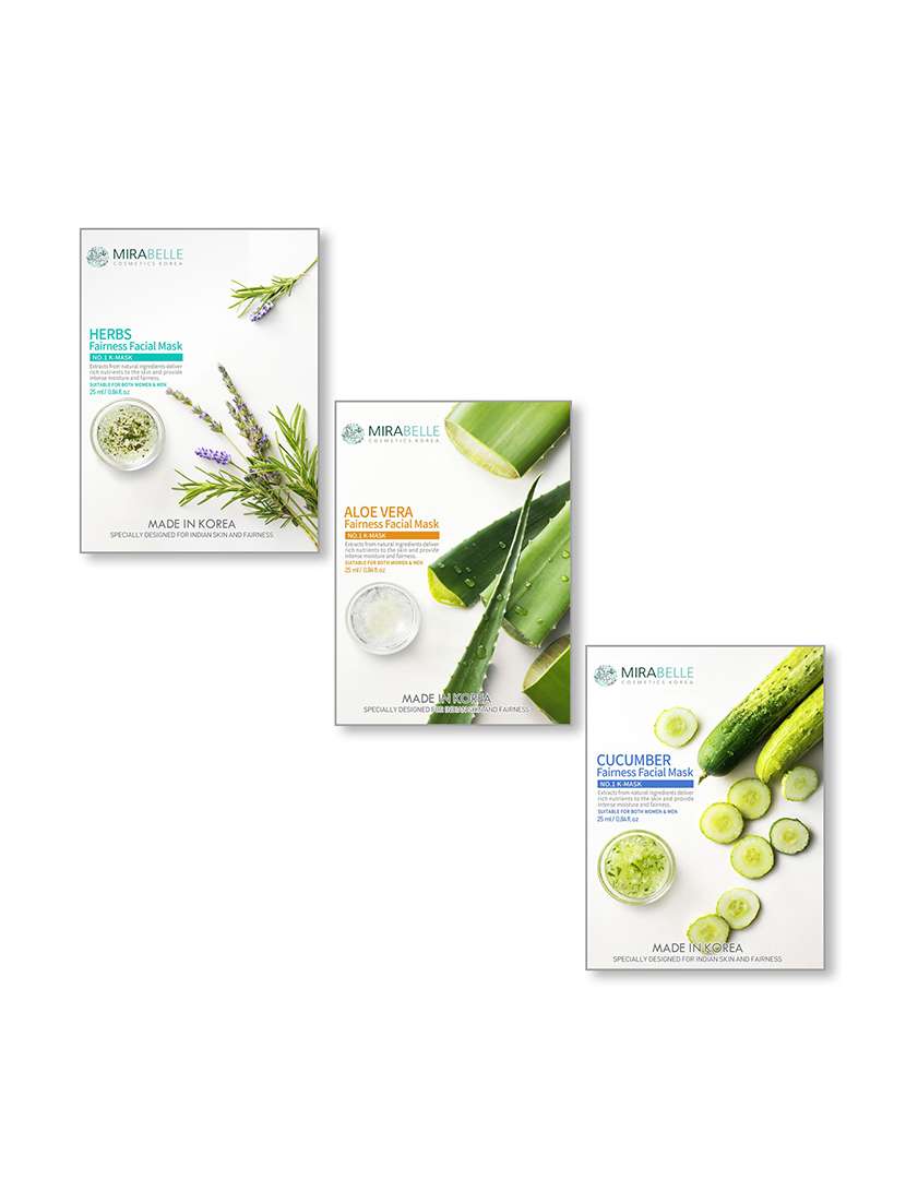 mirabelle korea fairness facial mask  pack of 3