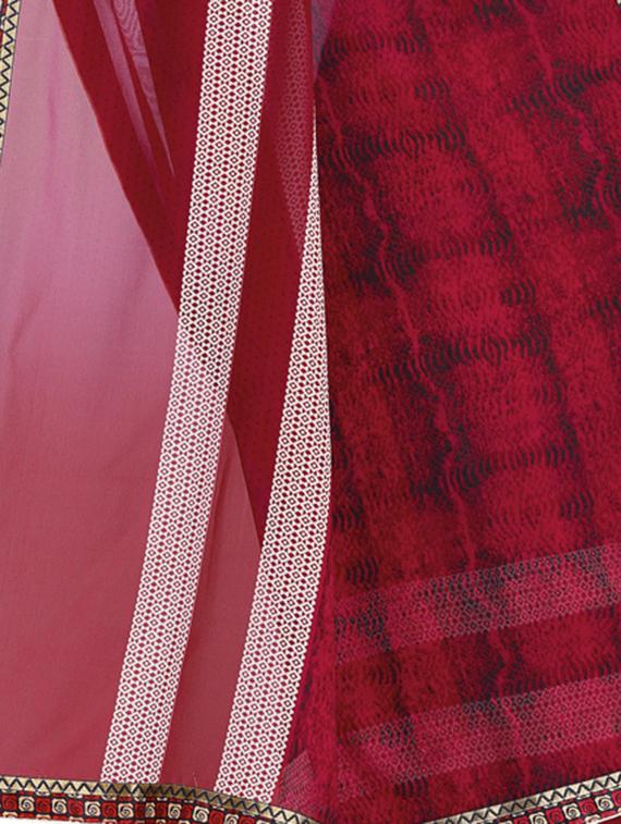stripes bordered printed saree with blouse - 15544347 - Standard Image - 3