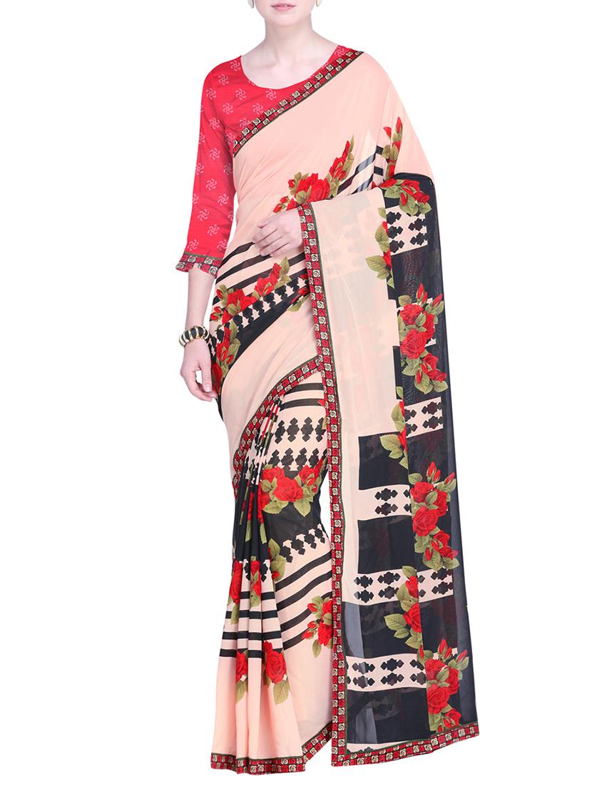 floral printed saree with blouse - 15544349 - Zoom Image - 0