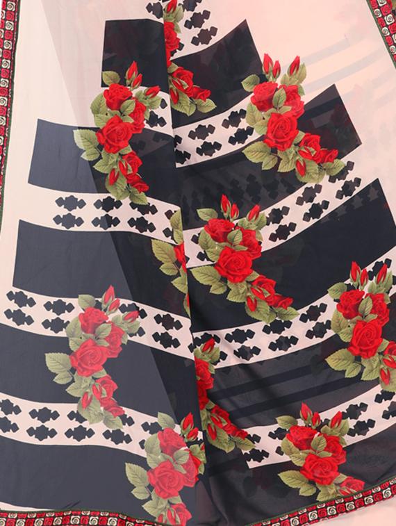 floral printed saree with blouse - 15544349 - Standard Image - 3