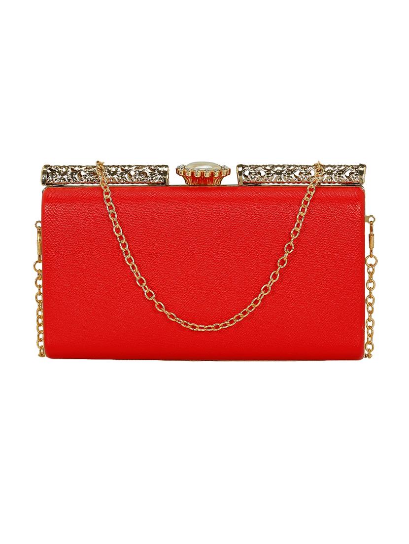 red leatherette (pu) box clutch - 15544773 - Zoom Image - 0