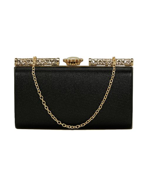 black leatherette (pu) box clutch - 15544774 - Standard Image - 0