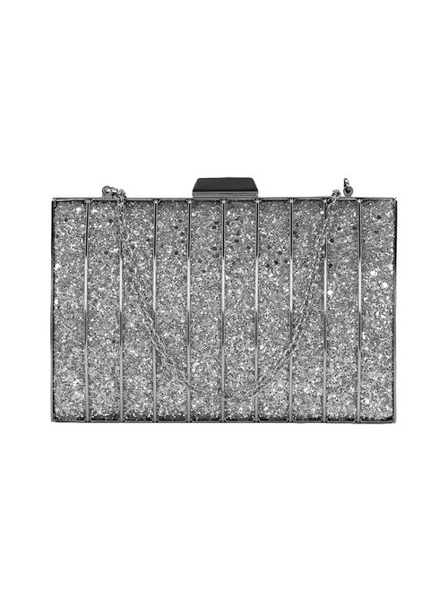 silver metal box clutch - 15544778 - Standard Image - 0