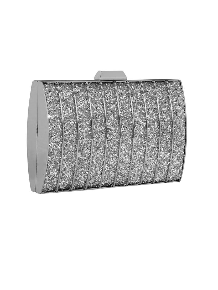 silver metal box clutch - 15544778 - Standard Image - 3