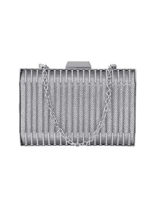 silver metal box clutch - 15544787 - Standard Image - 0