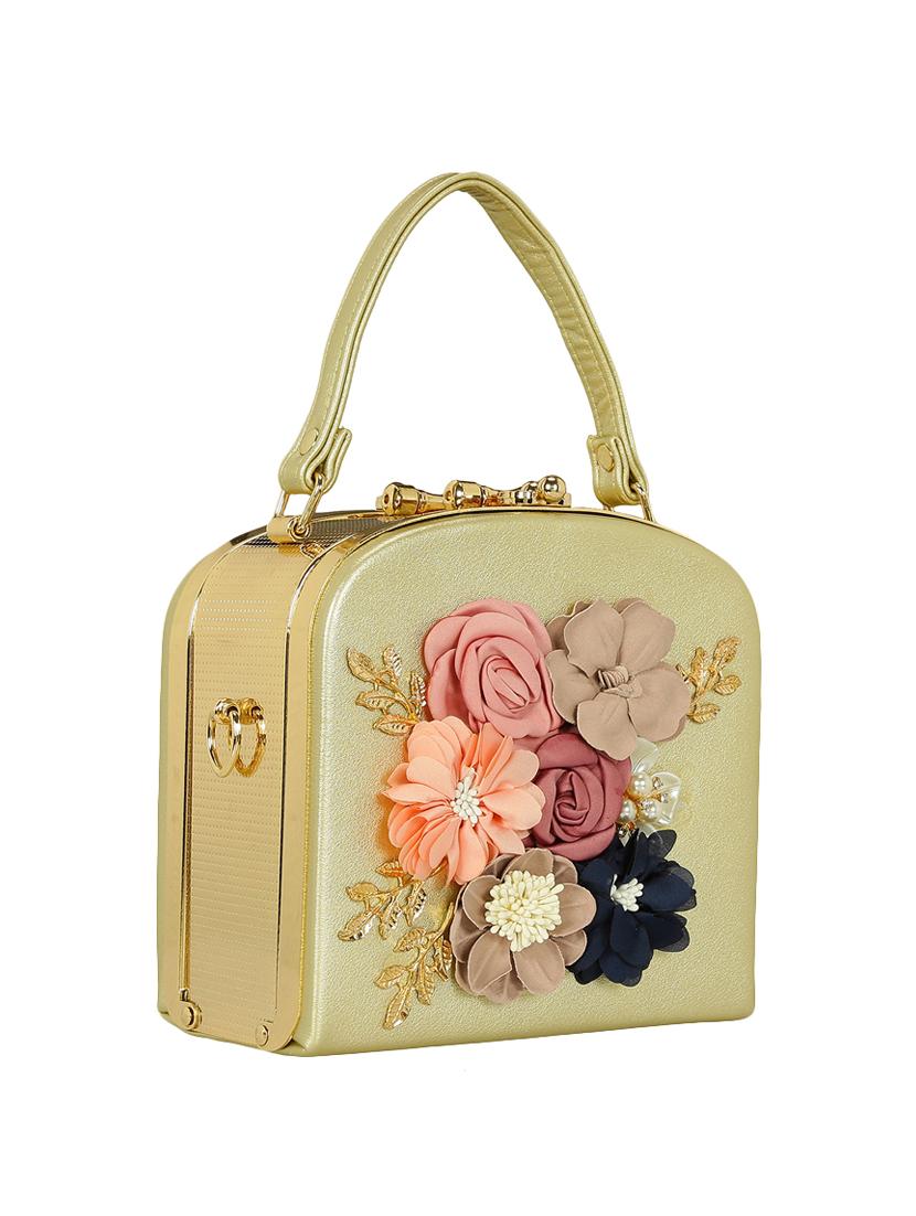 gold leatherette (pu) handbag - 15544793 - Standard Image - 3