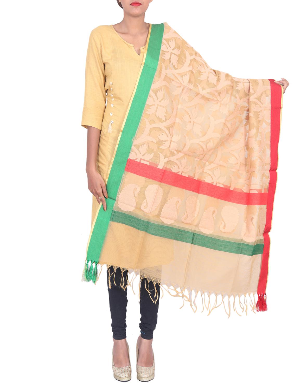 self design dupatta with tassles - 15545829 -  Zoom Image - 0