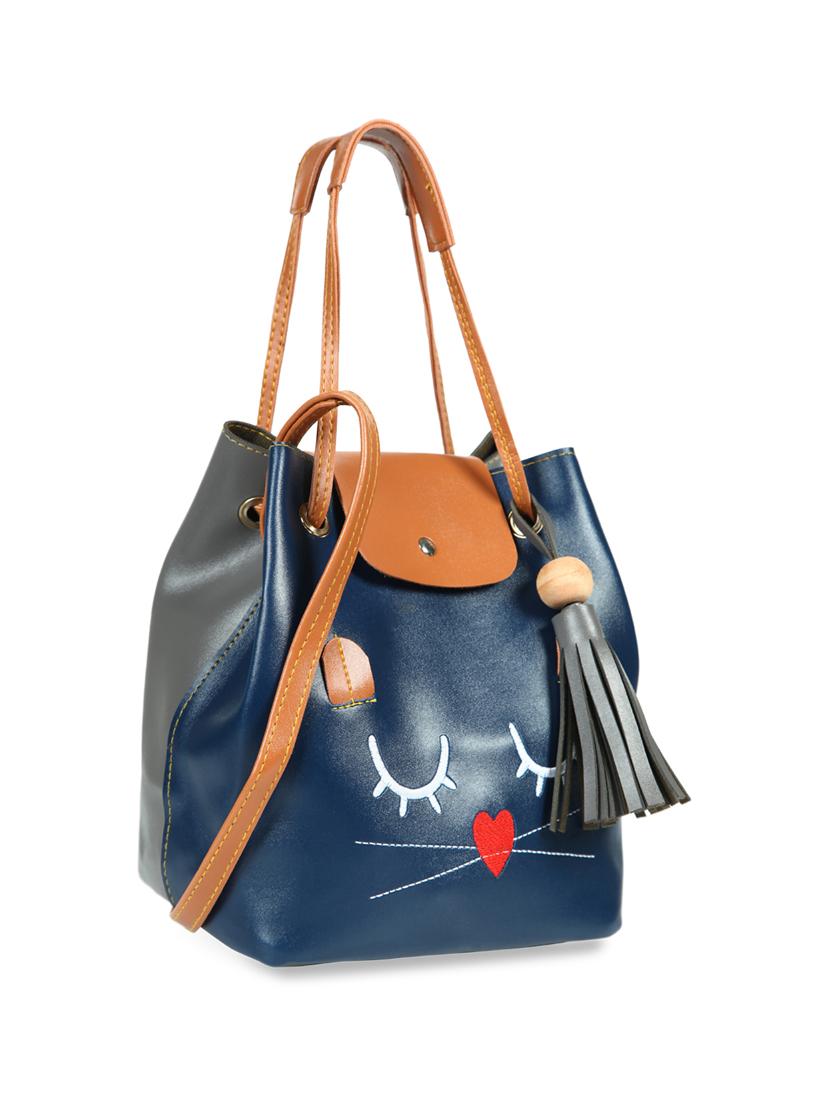 blue leatherette (pu) combo tote - 15546004 - Standard Image - 3