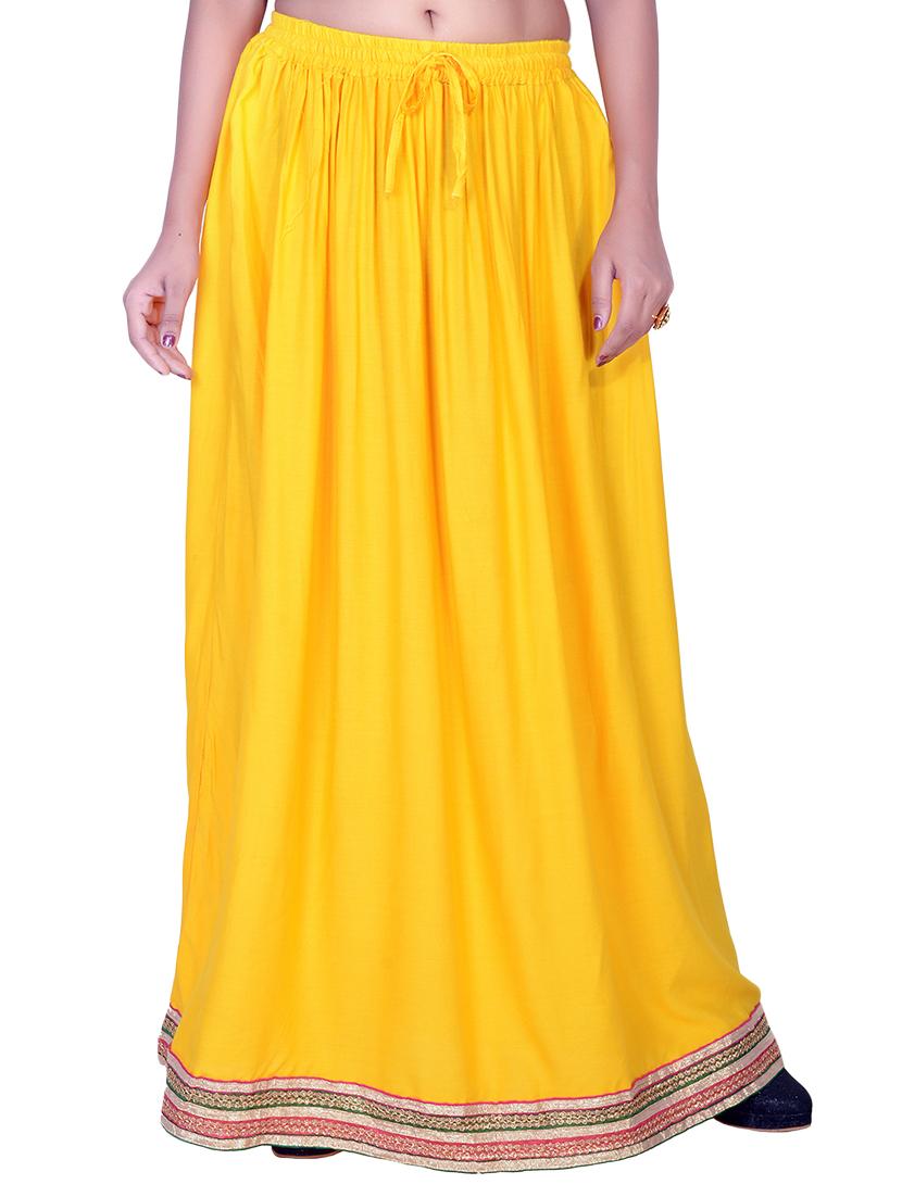 solid flared skirt with lace detail - 15546255 -  Zoom Image - 0