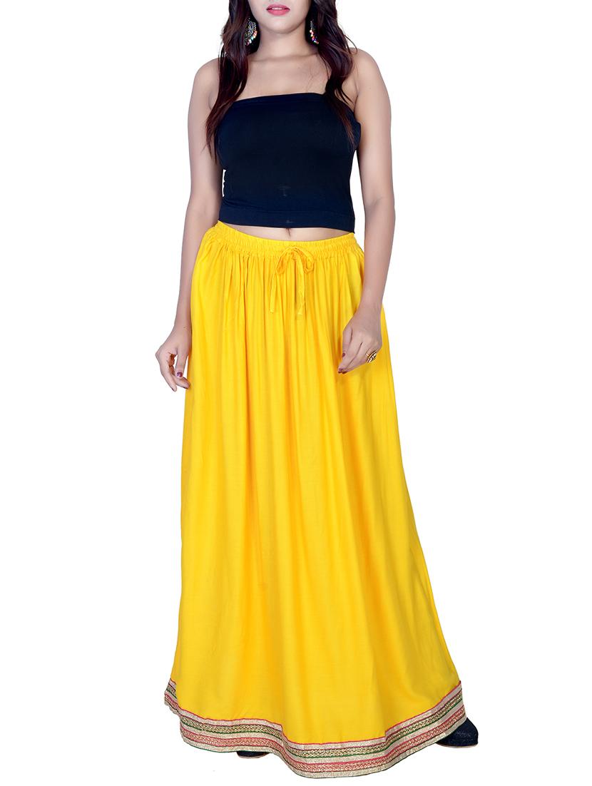 solid flared skirt with lace detail - 15546255 - Standard Image - 3