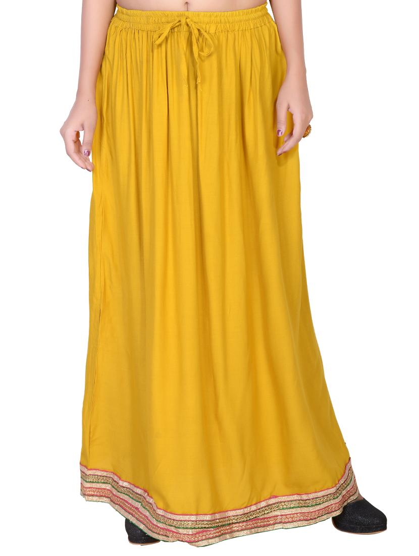 solid flared skirt with lace detail - 15546260 - Zoom Image - 0