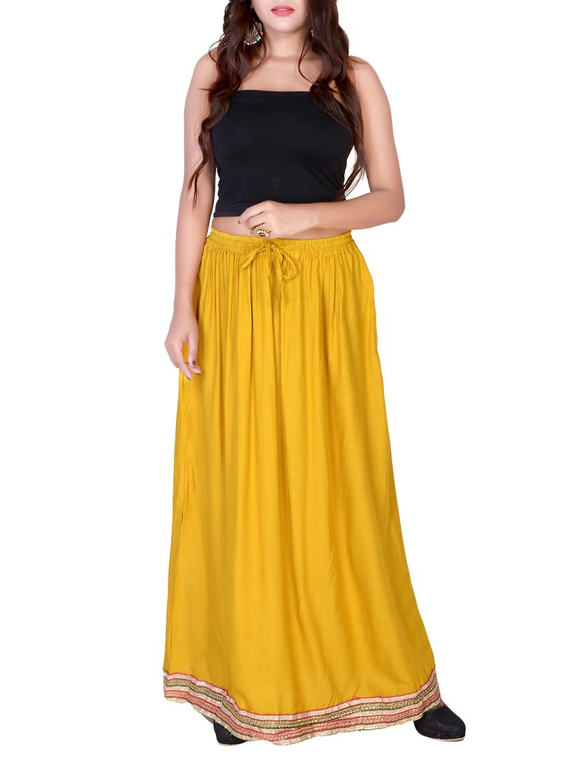 solid flared skirt with lace detail - 15546260 - Standard Image - 3
